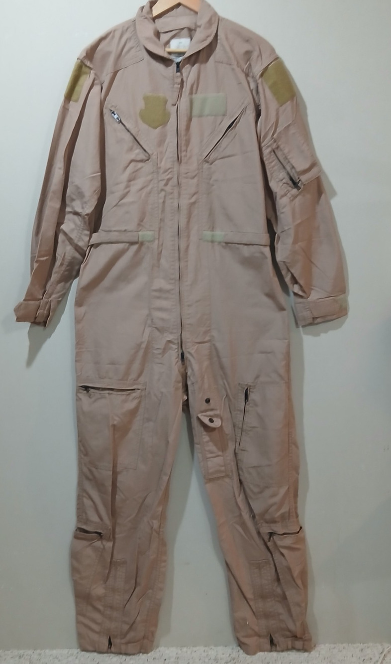 U.S. Military Flight Suit Coveralls Mens 44L Desert Tan CWU-27/P Aramid FR